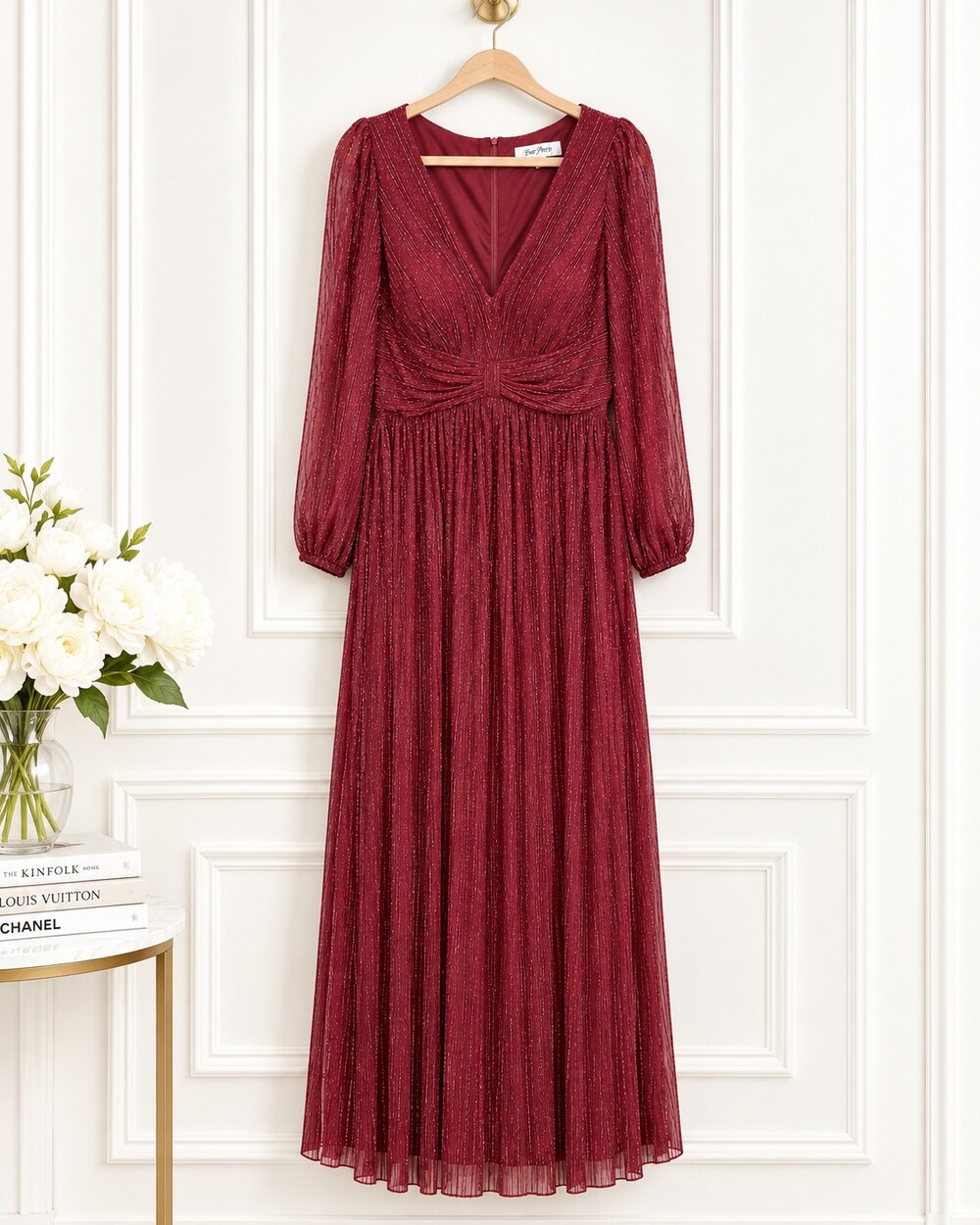 Ever Pretty Burgundy Shimmer Maxi Special Occasion Dress | Size 1XL Built-In Bra - Picture 5 of 9